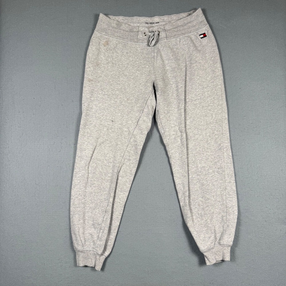 Tommy Hilfiger Sport Sweatpants Womens M Gray Jogger Cotton Blend Logo Preppy